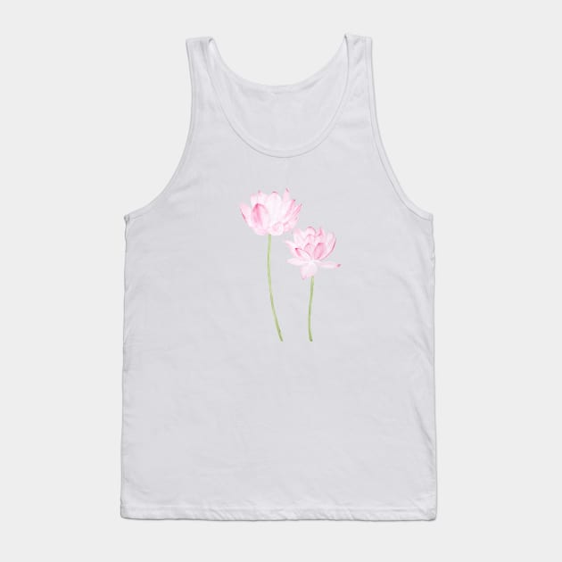 two pink lotus flowers watercolor Tank Top by colorandcolor